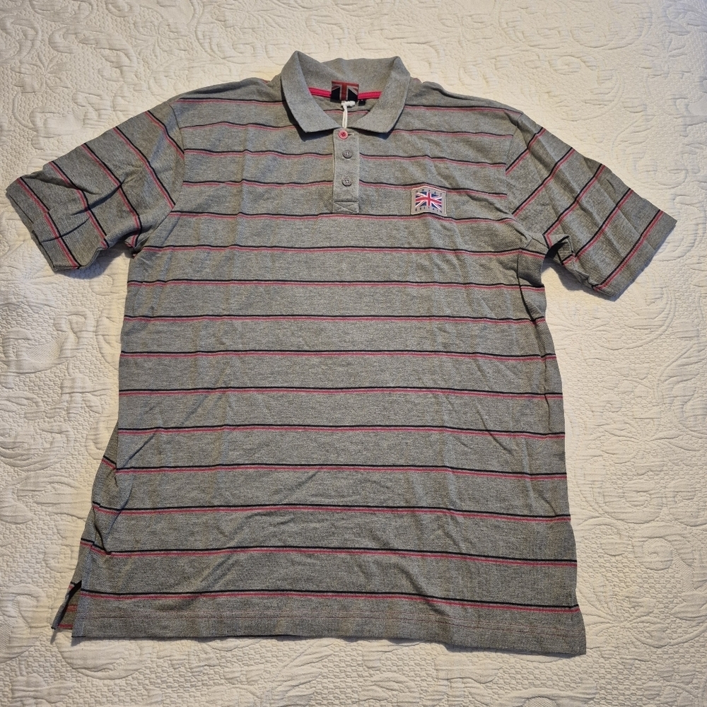 Great Britain men's large striped short sleeve polo shirt, NWT 1 spot
